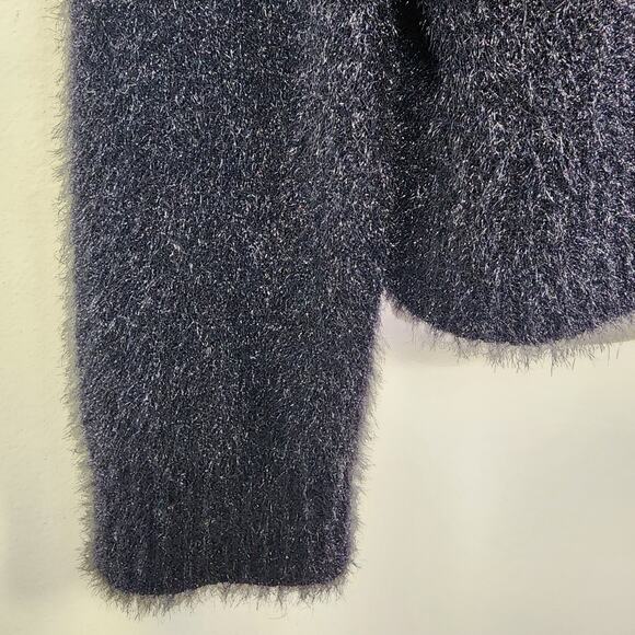 Calvin Klein Cardigan Sweater Women XL Black Fuzzy Open Front Long Sleeve Career - Picture 7 of 10